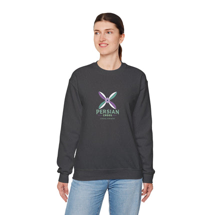 Personlised Unisex Heavy Blend™ Crewneck Sweatshirt. Modern Heritage Persian Cross Design – Timeless Comfort & Style