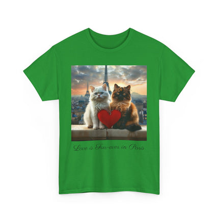 Cat Lover T-Shirt - Two Cute Persian Cats in Love with Red Heart