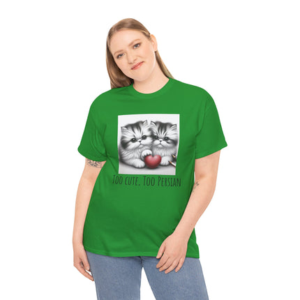 Cat Lover T-Shirt - Two Cute Persian Cats in Love with Red Heart