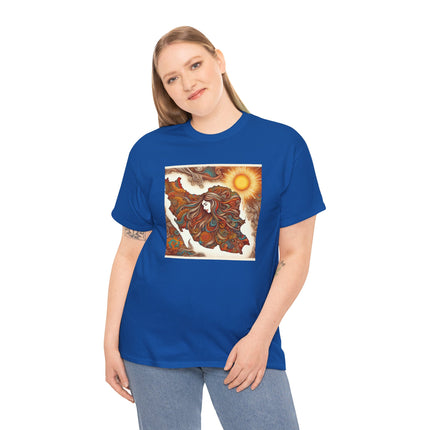 Personalised Persian Unisex T-Shirt – Rising Sun & Long Hair Design | Bohemian Freedom Culture Tee