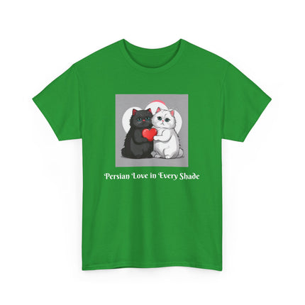 Cat Lover T-Shirt - Two Cute Persian Cats in Love with Red Heart