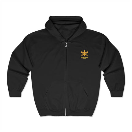 Personalised Unisex Heavy Blend™ Full Zip Hooded Sweatshirt. Classic Persian Shahbaz Falcon Design.