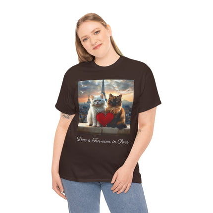 Cat Lover T-Shirt - Two Cute Persian Cats in Love with Red Heart