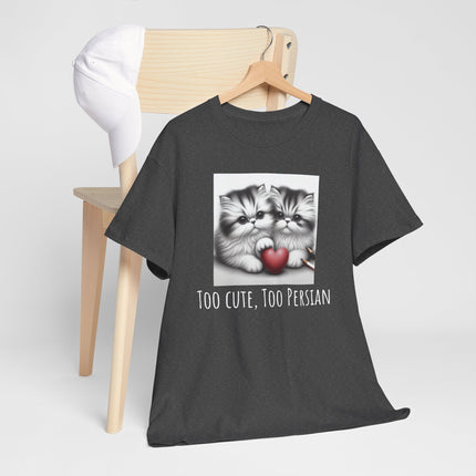 Cat Lover T-Shirt - Two Cute Persian Cats in Love with Red Heart