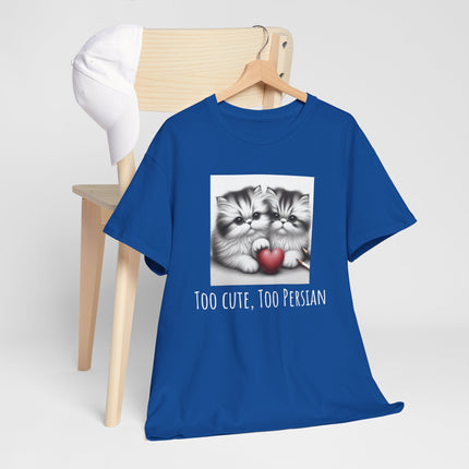 Cat Lover T-Shirt - Two Cute Persian Cats in Love with Red Heart