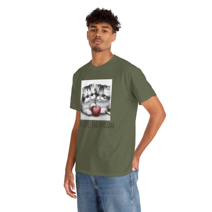Cat Lover T-Shirt - Two Cute Persian Cats in Love with Red Heart