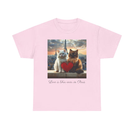 Cat Lover T-Shirt - Two Cute Persian Cats in Love with Red Heart