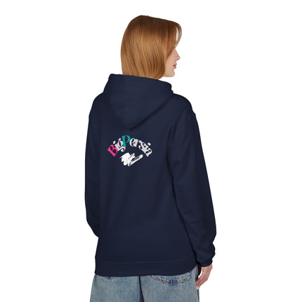 Personalised Casual Unisex Fleece Hoodie with Bold Graphic Print. BigPersia Design. Triple Print.