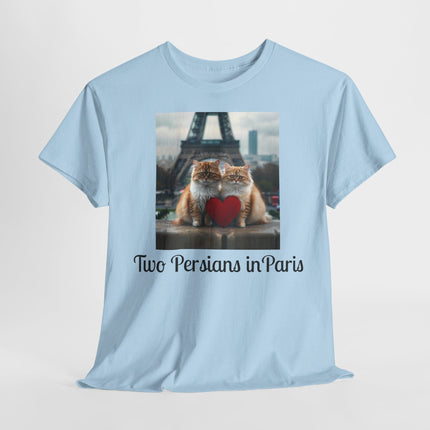 Cat Lover T-Shirt - Two Cute Persian Cats in Love with Red Heart