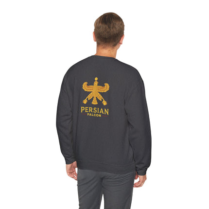 Personlised Unisex Heavy Blend™ Crewneck Sweatshirt. Classic Heritage Persian Shahbaz Falcon Design – Timeless Comfort & Style
