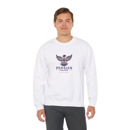Personlised Unisex Heavy Blend™ Crewneck Sweatshirt. Modern Heritage Persian Shahbaz Falcon Design – Timeless Comfort & Style