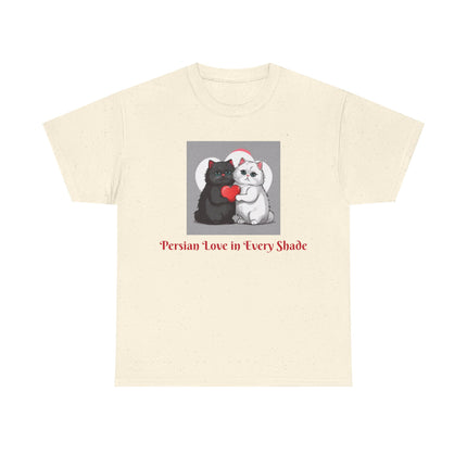 Cat Lover T-Shirt - Two Cute Persian Cats in Love with Red Heart