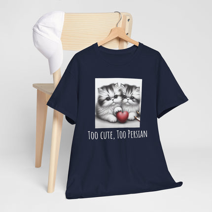 Cat Lover T-Shirt - Two Cute Persian Cats in Love with Red Heart