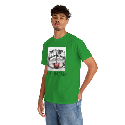 Cat Lover T-Shirt - Two Cute Persian Cats in Love with Red Heart