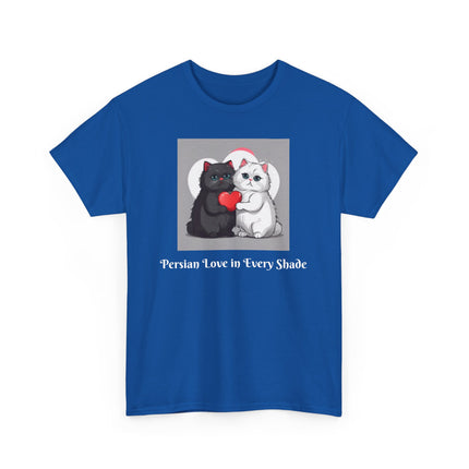 Cat Lover T-Shirt - Two Cute Persian Cats in Love with Red Heart