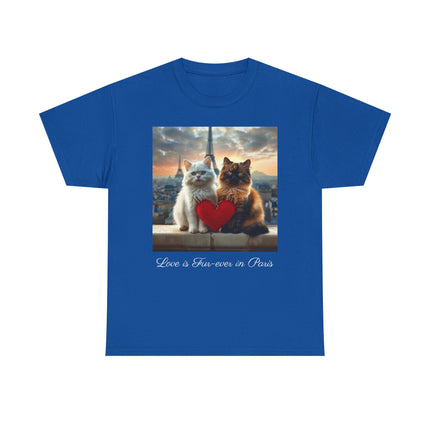 Cat Lover T-Shirt - Two Cute Persian Cats in Love with Red Heart