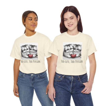Cat Lover T-Shirt - Two Cute Persian Cats in Love with Red Heart
