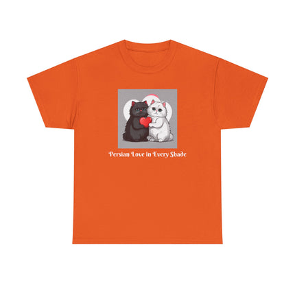 Cat Lover T-Shirt - Two Cute Persian Cats in Love with Red Heart