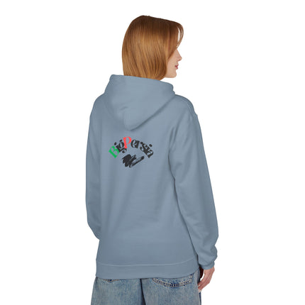 Personalised Casual Unisex Fleece Hoodie with Bold Graphic Print. BigPersia Design. Triple Print.