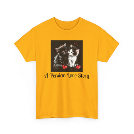 Cat Lover T-Shirt - Two Cute Persian Cats in Love with Red Heart