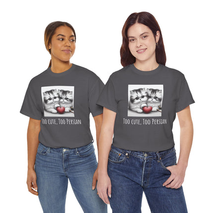 Cat Lover T-Shirt - Two Cute Persian Cats in Love with Red Heart