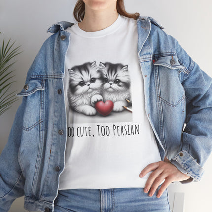 Cat Lover T-Shirt - Two Cute Persian Cats in Love with Red Heart
