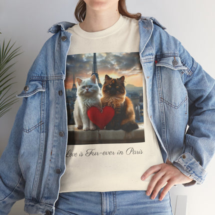Cat Lover T-Shirt - Two Cute Persian Cats in Love with Red Heart