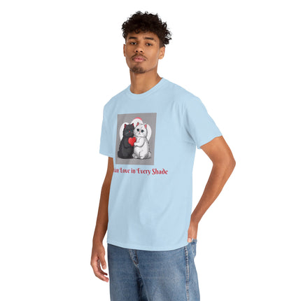Cat Lover T-Shirt - Two Cute Persian Cats in Love with Red Heart