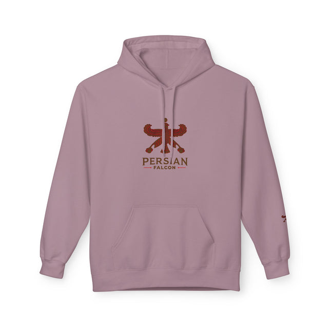 Personalised Casual Unisex Fleece Hoodie with Bold Graphic Print. Classic Persian Shahbaz Falcon Design. Triple Print.