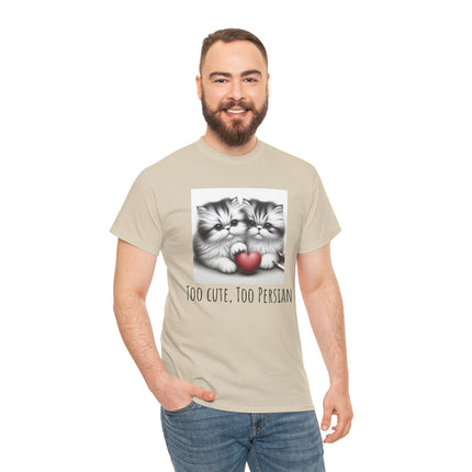 Cat Lover T-Shirt - Two Cute Persian Cats in Love with Red Heart