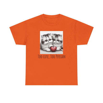 Cat Lover T-Shirt - Two Cute Persian Cats in Love with Red Heart