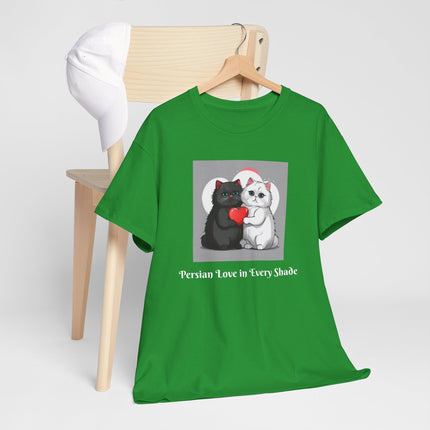 Cat Lover T-Shirt - Two Cute Persian Cats in Love with Red Heart
