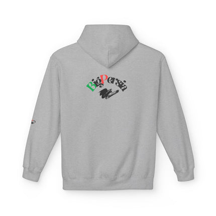 Personalised Casual Unisex Fleece Hoodie with Bold Graphic Print. BigPersia Design. Triple Print.