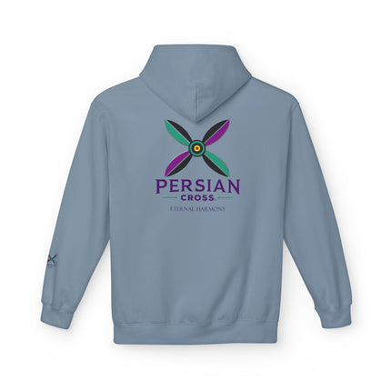 Personilised Unisex Midweight sassanid Persian Cross Fleece Hoodie – Soft, Stylish & Timeless