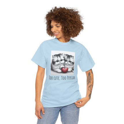 Cat Lover T-Shirt - Two Cute Persian Cats in Love with Red Heart