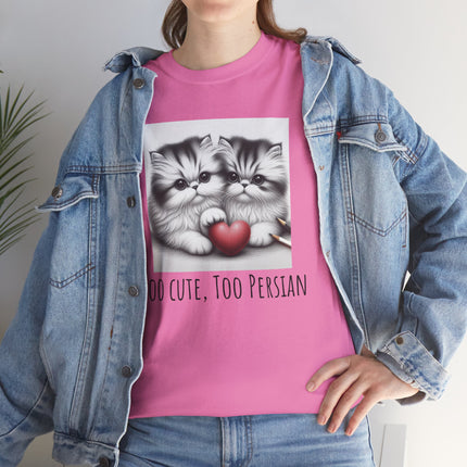 Cat Lover T-Shirt - Two Cute Persian Cats in Love with Red Heart
