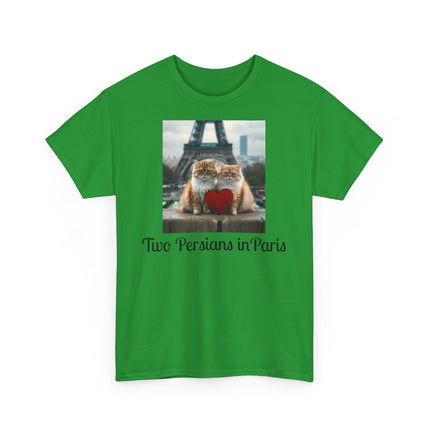 Cat Lover T-Shirt - Two Cute Persian Cats in Love with Red Heart