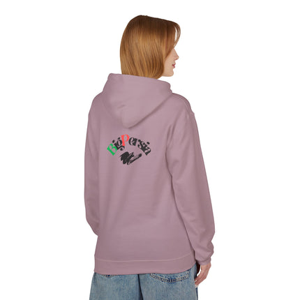 Personalised Casual Unisex Fleece Hoodie with Bold Graphic Print. BigPersia Design. Triple Print.