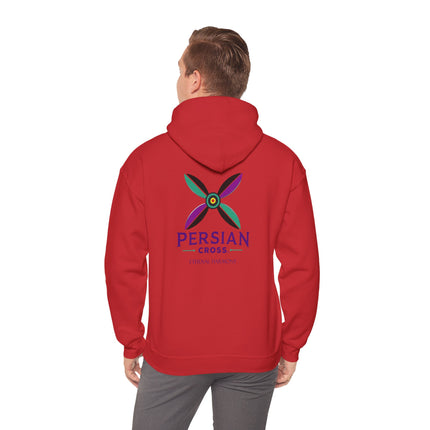 Personalized Unisex Heavy Blend Hooded Sweatshirt – Ancient Persia Sassanid Derafsh Cross Design