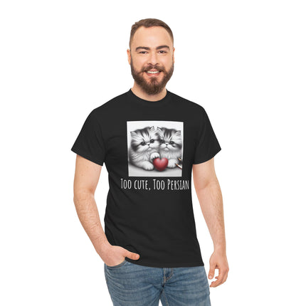 Cat Lover T-Shirt - Two Cute Persian Cats in Love with Red Heart