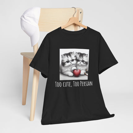 Cat Lover T-Shirt - Two Cute Persian Cats in Love with Red Heart