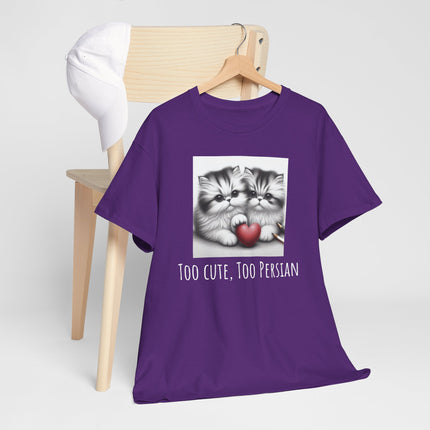Cat Lover T-Shirt - Two Cute Persian Cats in Love with Red Heart