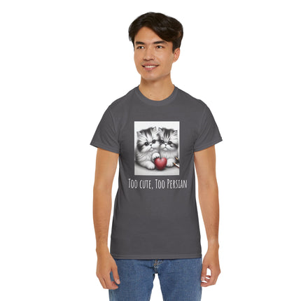 Cat Lover T-Shirt - Two Cute Persian Cats in Love with Red Heart