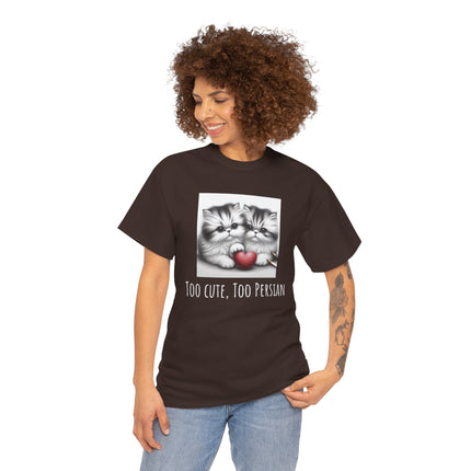 Cat Lover T-Shirt - Two Cute Persian Cats in Love with Red Heart