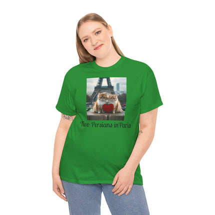 Cat Lover T-Shirt - Two Cute Persian Cats in Love with Red Heart