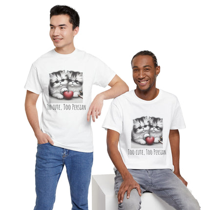 Cat Lover T-Shirt - Two Cute Persian Cats in Love with Red Heart