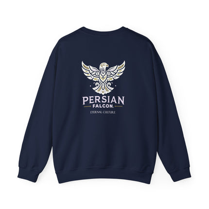 Personlised Unisex Heavy Blend™ Crewneck Sweatshirt. Modern Heritage Persian Shahbaz Falcon Design – Timeless Comfort & Style