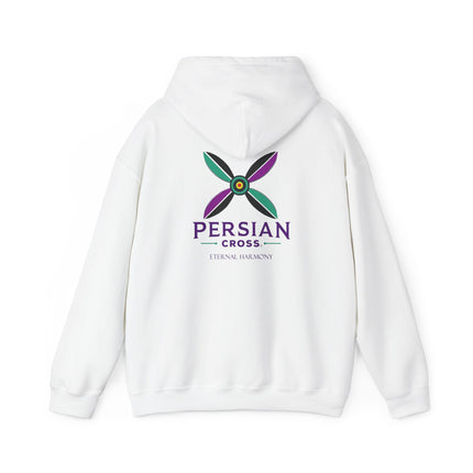 Personalized Unisex Heavy Blend Hooded Sweatshirt – Ancient Persia Sassanid Derafsh Cross Design