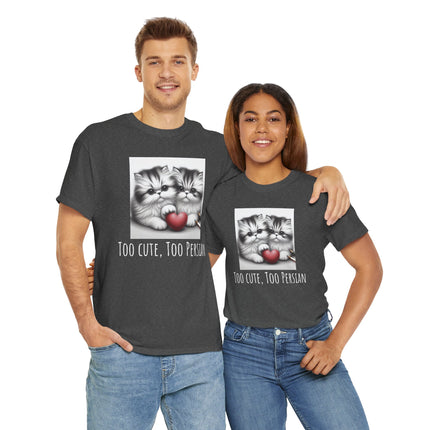 Cat Lover T-Shirt - Two Cute Persian Cats in Love with Red Heart