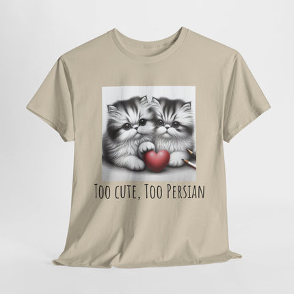 Cat Lover T-Shirt - Two Cute Persian Cats in Love with Red Heart